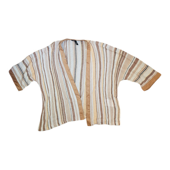 Marc Cain Size N1/ US Size 4 Short Sleeve Striped Open Cardigan - Picture 1 of 9